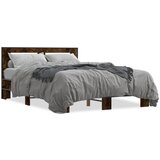 Furnova Posteljni okvir dimljeni hrast 135x190 cm inž. les in kovina, (21937602) | Shoptok.si