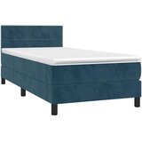 Box spring krevet s madracem tamnoplavi 90x190 cm baršunasti | shoptok.hr