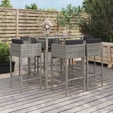 The Living Store Vrtna barska garnitura z blazinami 7-delna siv poli ratan - Vrtna Barska Garnitura, (21477058) | Shoptok.si