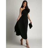 Fasardi Women's Elegant Pleated Dress - Black