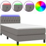  Box spring postelja z vzmetnico LED temno siva 100x200 cm blago, (20723977) | Shoptok.si
