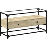 Maison Chic TV omarica - TV stojalo - Televizijska omarica s stekleno ploščo sonoma hrast 98x35x51 cm inž. les, (21699631) Cene