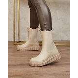 Resti Women's high flat heeled boots in ecru Elicane | ePonuda.com