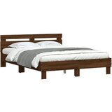 vidaXL Posteljni okvir z vzglavjem rjavi hrast 150x200 cm inž. les, (20978783) Cene