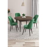 Hanah home trpezarijski set Kea, sto i 4 stolice, ploča u dekoru drveta Baroque, smaragdno zelena tkanina Babyface | Eponuda.com