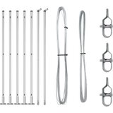vidaXL ogračni stebri z osnovnimi ploščami 7 kos Ø32mm 88,5cm cinkano jeklo, (22086030) | Shoptok.si