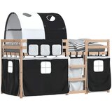  Krevet na kat sa zavjesama bijelo-crni 75 x 190 cm od borovine | shoptok.hr
