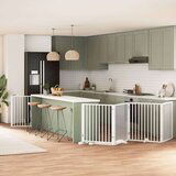 vidaXL Ograda za pse z vrati zložljiva 10 panelov bela 800 cm les | Shoptok.si