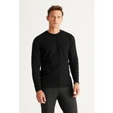 ALTINYILDIZ CLASSICS Men's Black Standard Fit Regular Fit Crew Neck Jacquard Knitwear Sweater Cene