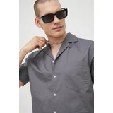 Solid Pamučna košulja za muškarce, boja: siva, regular
