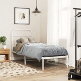 Maison Chic Kovinski Posteljni okvir - Enojna postelja - Postelja za odrasle brez vzmetnice z vzglavjem 75x190 cm, (21696653) | Shoptok.si
