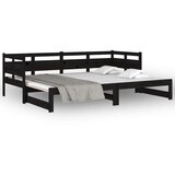  Dnevni ležaj na izvlačenje crni 2x (80x200) cm masivna borovina | shoptok.hr
