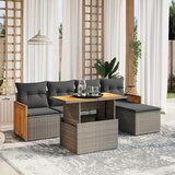 Maison Chic Seti vrtnega pohištva - Vrtna garnitura - Vrtni pohištvo set 6-delna z blazinami siv poli ratan, (21807745) | Shoptok.si