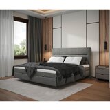MID.YOU POSTELJA Z VZMETNICO 180 cm x 200 cm , les, tekstil, leseni material siva | Shoptok.si