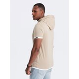 Ombre Men's casual cotton t-shirt with hood - beige | Eponuda.ba