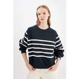 Defacto DFC - Cool Oversize Fit Striped Thick Fabric Sweatshirt