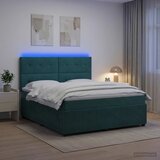  LED okvir za krevet s madracem Tamnozelena 140 x 190 cm Baršun | shoptok.hr