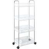 vidaXL Voziček za shranjevanje 4-nadstropna prozoren 37x28x95 cm akril | Shoptok.si