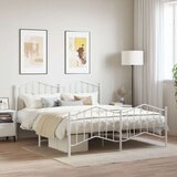 Metalni okvir kreveta uzglavlje i podnožje bijeli 183x213 cm | shoptok.hr