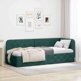 vidaXL Kotna postelja z vzglavjem Temno zelena 80 x 200 cm blago | Shoptok.si