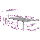  Krevetna konstrukcija Prirodna 75 x 190 cm Čvrsto borovo drvo | shoptok.hr