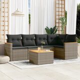  The Living Store Vrtna sedežna garnitura 6-delna z blazinami siv poli ratan - Vrtna Sedežna Garniture, (21478498) | Shoptok.si