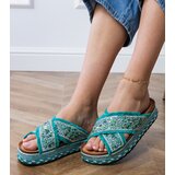 D/CEO Green flip-flops with rhinestones on straps Kelara | ePonuda.com