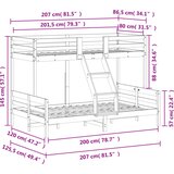  Krevet na kat 80x200/120x200 cm od masivne borovine | shoptok.hr