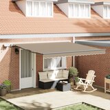 vidaXL Ročna Retraktibilna Tenda z LED Bež 400x350 cm, Nadomestna Tenda za okvir 4x3.5 m Bež Cene