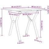 vidaXL Blagovaonski stol Y-oblika 80x80x75 cm od borovine i željeza | shoptok.hr