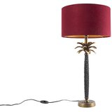 QAZQA Art Deco namizna svetilka bronasta z žametno rdečim odtenkom 35 cm - Areka | Shoptok.si