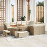 vidaXL 12-dijelni vrtni sofa set s jastučićima bež poli ratan akacija, 3-dijelni vrtni set za objedovanje s jastučićima bež poli ratan akacija Cijene