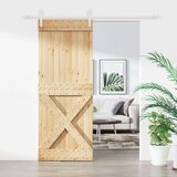  Drsna vrata s kompletom vodil 90x210 cm trdna borovina, (20804501) | Shoptok.si
