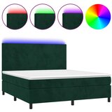 Krevet box spring s madracem LED tamnozeleni 180x200 cm baršun | shoptok.hr