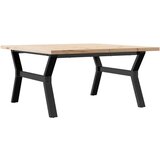 vidaXL Klubska mizica Y okvir 90x90x45,5 cm trdna borovina lito železo | Shoptok.si