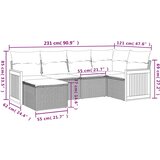 6-dijelni set vrtnih sofa s jastucima crni od poliratana Crna 62 x 62 x 69 cm | shoptok.hr