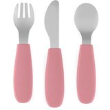 Petite&Mars Take&Match Stainless Steel Cutlery Set pribor za otroke Dusty Rose 12m+ 3 kos | Shoptok.si