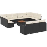  14-dijelni set vrtnih sofa s jastucima poliratan crni | shoptok.hr