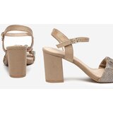 Resti Light brown women's sandals on a post with Trieste cubic zirconias - Footwear | Shoptok.si