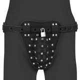 PU Leather Chastity Jock Black