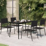  Vrtni blagovaonski stol crni 140x70x74 cm od čelika i stakla | shoptok.hr