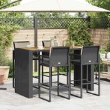  5-dijelni vrtni barski set s jastucima crni poliratana bagrem Crna 185 cm | Shoptok.si
