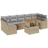 vidaXL 8-delni vrtni sofa set s blazinami bež poli ratan akacija, 2-sedežni vrtni sofa s blazinami bež poli ratan Cene