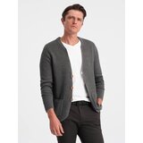 Ombre Structured men's cardigan sweater with pockets - graphite melange Cijene