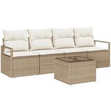 vidaXL 5-delni vrtni sofa set s blazinami Bež poly ratan, 2-sedežna vrtna sofa s blazinami Bež poly ratan Cene