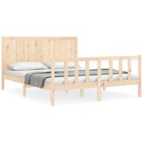Maison Chic Posteljni Okvir - Dvoposteljna postelja z vzglavjem trden les, (22080228) | Shoptok.si