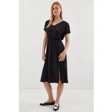 Bigdart 2378 V Neck Slit Knitted Dress - Black | Shoptok.si