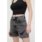 Tommy Jeans Jeans kratke hlače ženske, siva barva, DW0DW17652