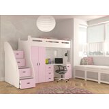 Molarem Home Drveni dječji krevet na kat Zuzia Plus s radnim stolom 200x80 cm - rozi | shoptok.hr