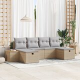 vidaXL Set 6 Vrtnih Kavčev z Blazinami Bež Poli Ratan | Shoptok.si